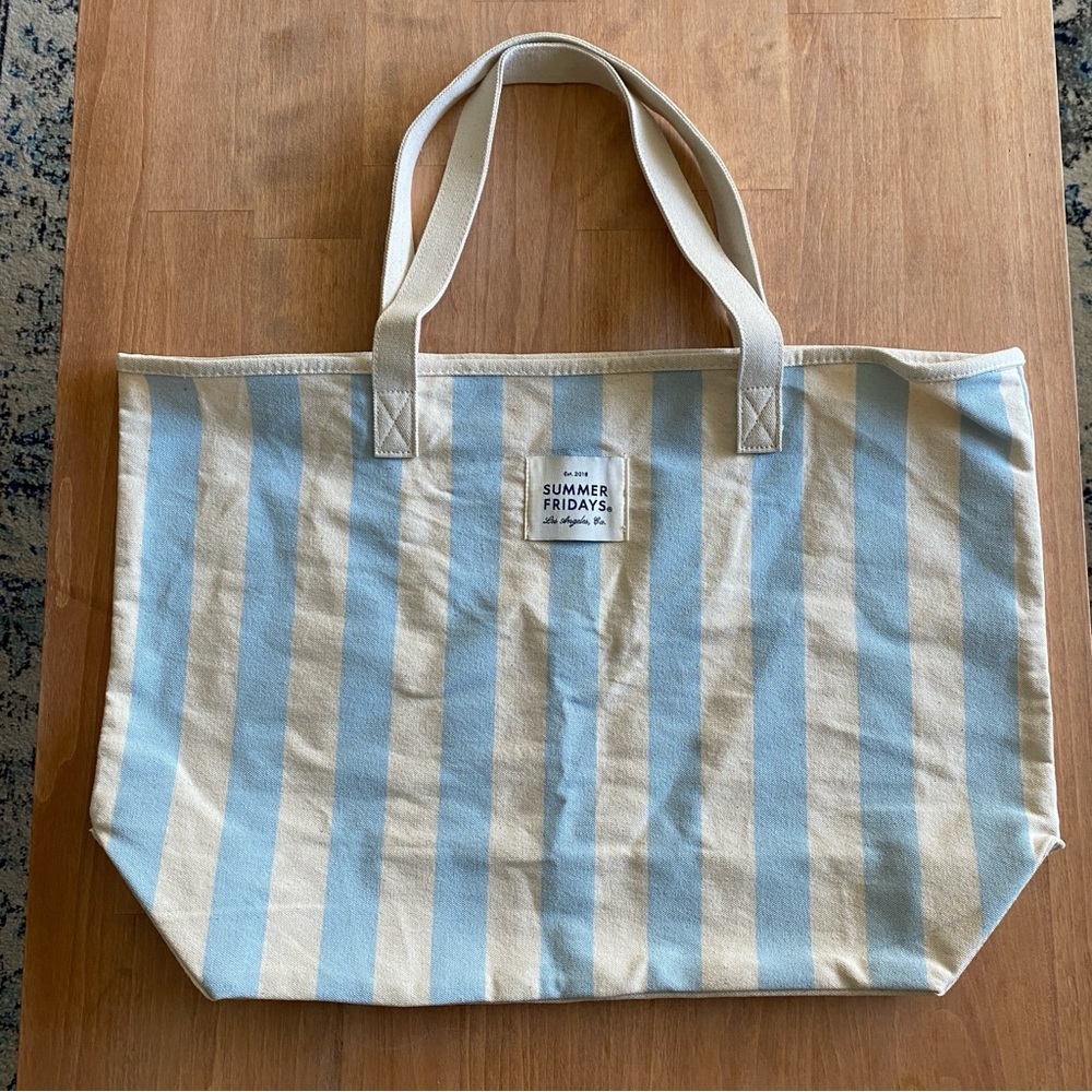 Limited Edition Summer Fridays Travel Tote - Baby Blue & Cream Striped